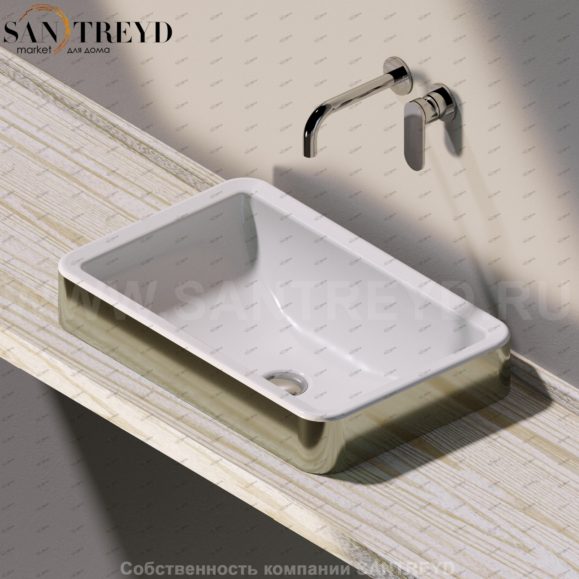 NL62INCPLATINUM Накладная раковина под столешницу  прямоугольная Ceramica Flaminia Nile