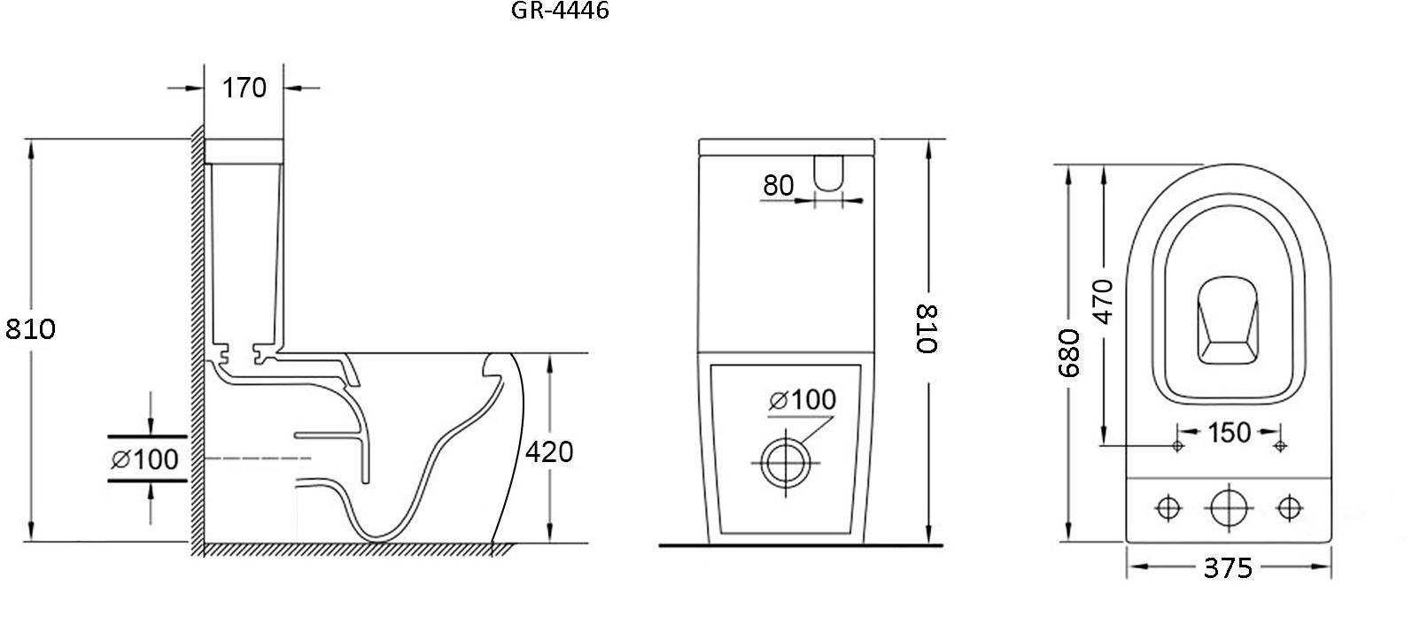 GR-4446S Компакт унитаз с бачком Белый Grossman  Китай  - Вид №5