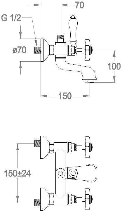 Fir Italia Смеситель для ванны настенный с переключателем Canterbury 30 3031432 - Вид №3