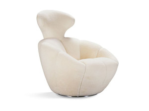 Тканевое вращающееся кресло с подголовником