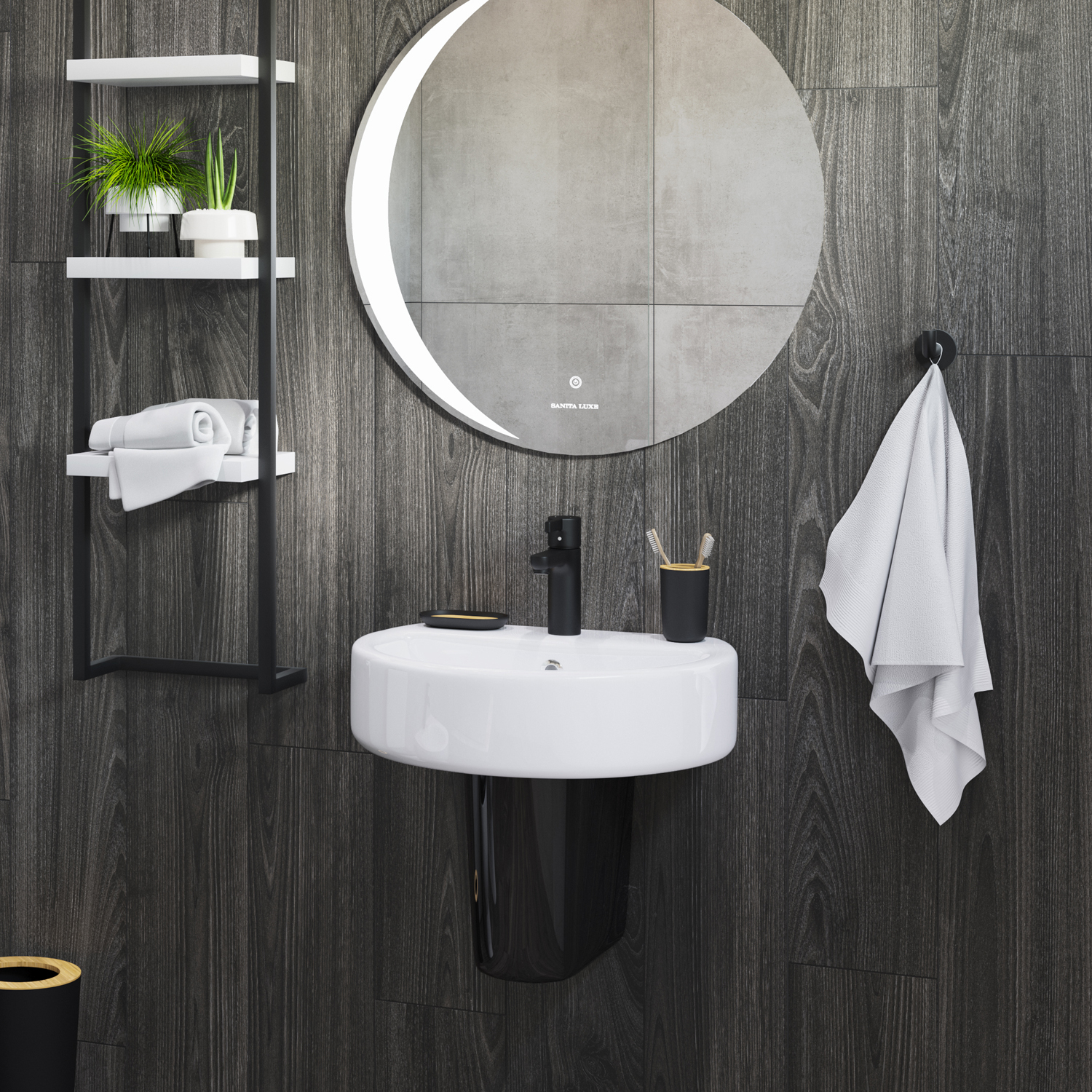 Полупьедестальный умывальник Best Color Black SANITA LUXE BSTSLWB01