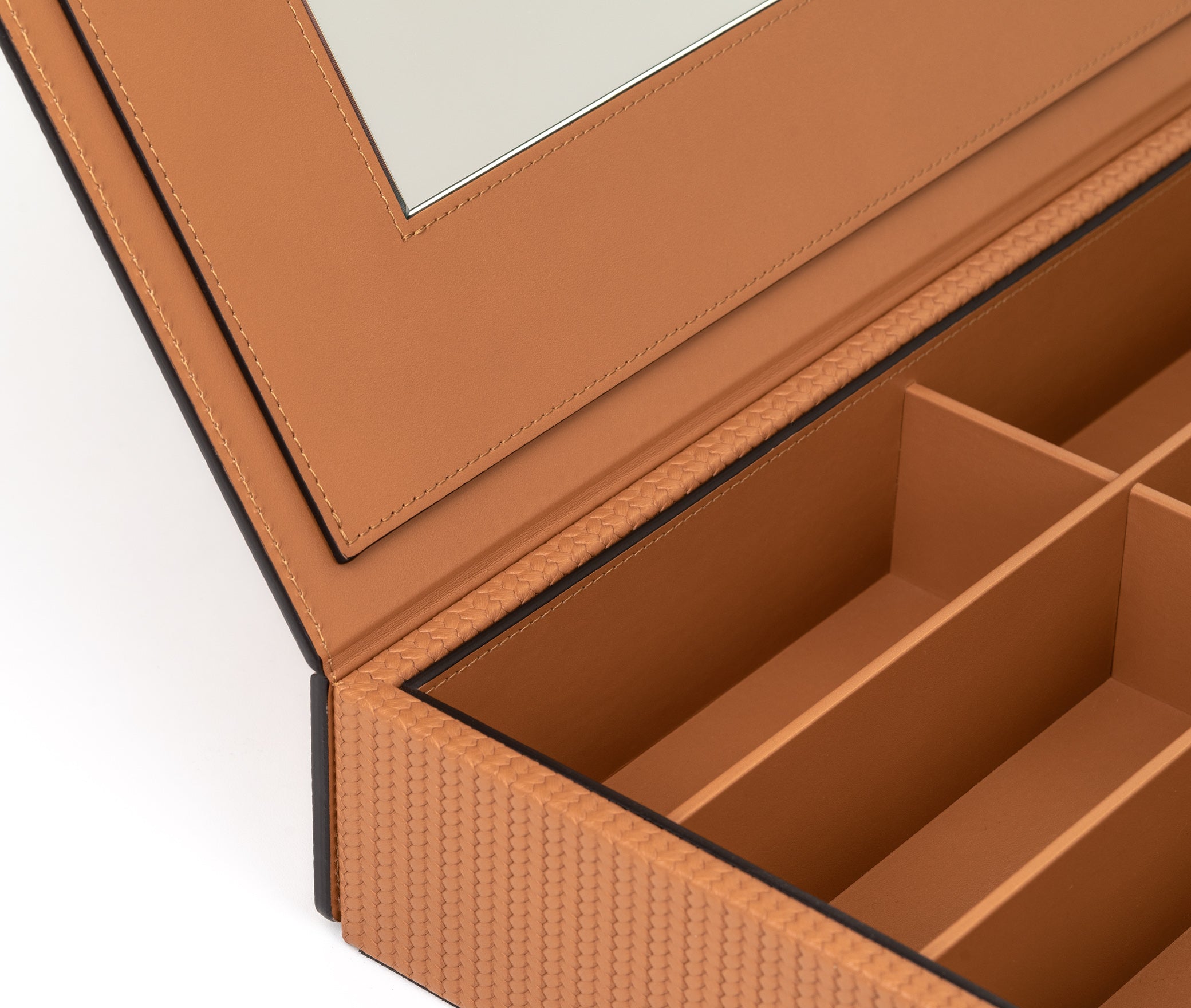 Коробка для очков с зеркалом - 36,8X27,5XH7,5 см / зернистая кожа_кремовый Pinetti 00.1390.029.027 - Вид №1