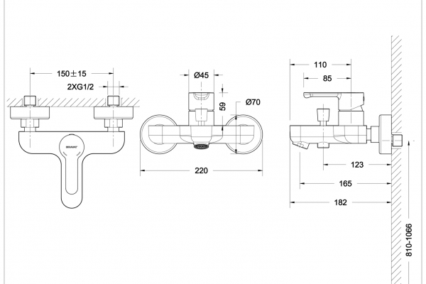 Смеситель для ванны с коротким изливом  БЕЗ аксессуаров STREAM F63783C-01A bravat - Вид №2
