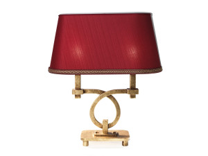 Металлическая настольная лампа с тканевым абажуром