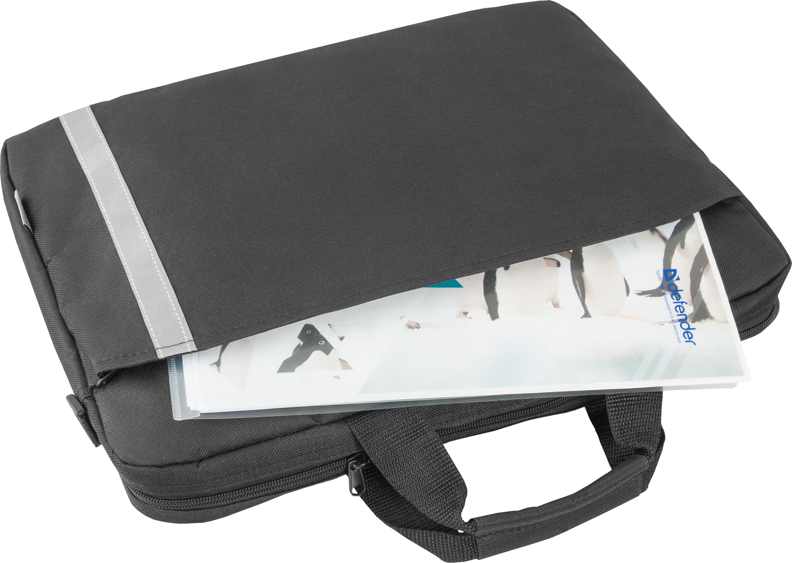 26097 сумка для ноутбука shiny 15''-16" черный, светоотражающая полоса Defender Santreyd  - Вид №4