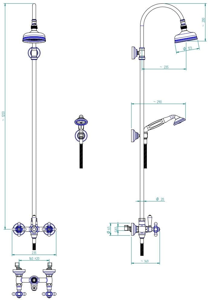 Настенная душевая колонна с ручным душем Zazzeri 800 ARCH-00074104 - Вид №2