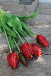 2952 444 a3 Искусственный букет тюльпанов, 5-цветков, 37 см, красный H-andreas