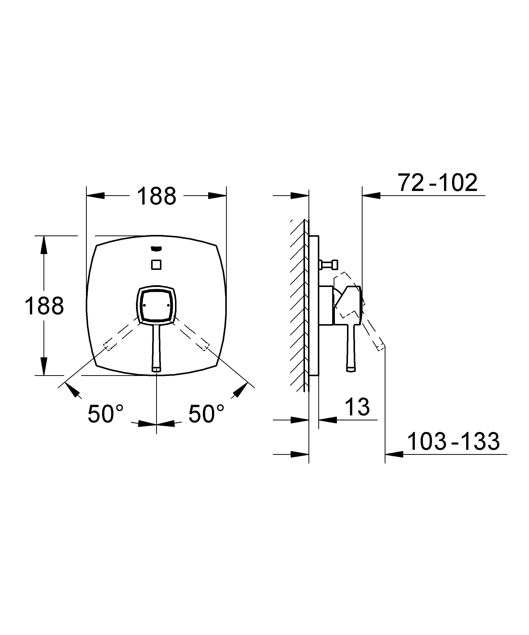 Внешняя часть смесителя для ванны GROHE Grandera, теплый закат глянец (19920DA0) - Вид №1