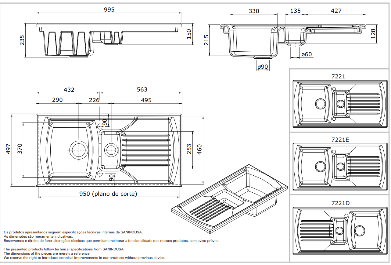 722100 Подвесная раковина настенная прямоугольная Sanindusa Lusitano белая - Вид №2