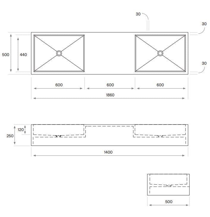Подвесной прямоугольный двойной умывальник COCOON Maison ARCH-00125699 - Вид №11