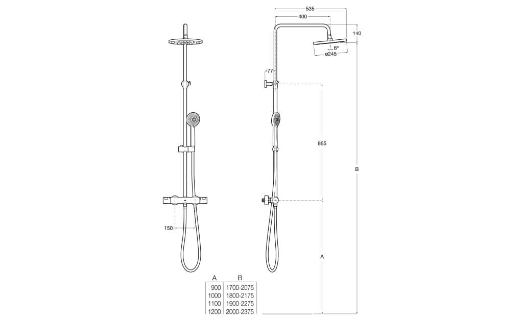 Термостатическая настенная душевая колонна с ручным душем Roca EVEN-T 5A9A2E ARCH-00038388 - Вид №3
