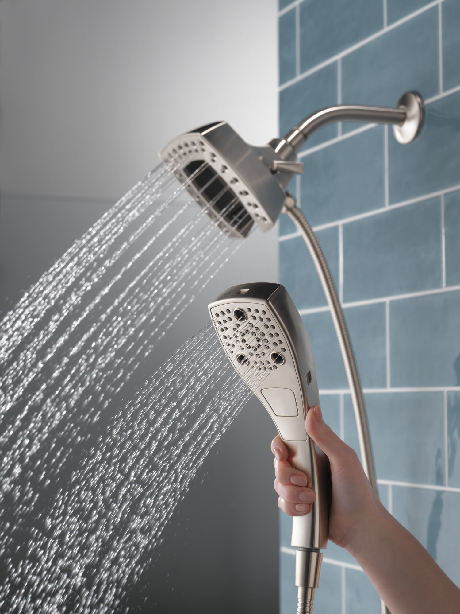 58474-SS H2Okinetic® In2ition® Душ два в одном с 5 настройками Delta Faucet Universal Showering Нержавеющая сталь  - Вид №5