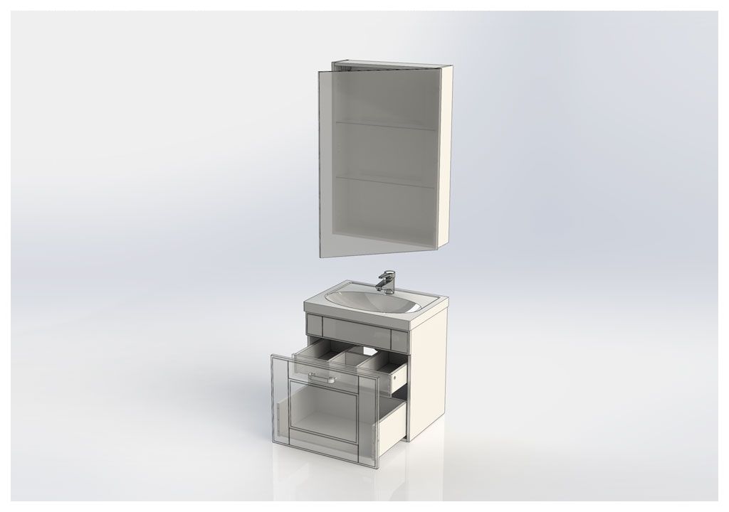Мебель для ванной Aquanet Рондо 60 белый (1 ящик, зеркало камерино) 00195697 - Вид №3