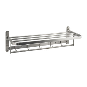 GFmark - Полка для полотенца с опорой, двойная, АНТИВАНДАЛЬНАЯ, складная, из нержавеющей стали марки SUS 304, код: 80145