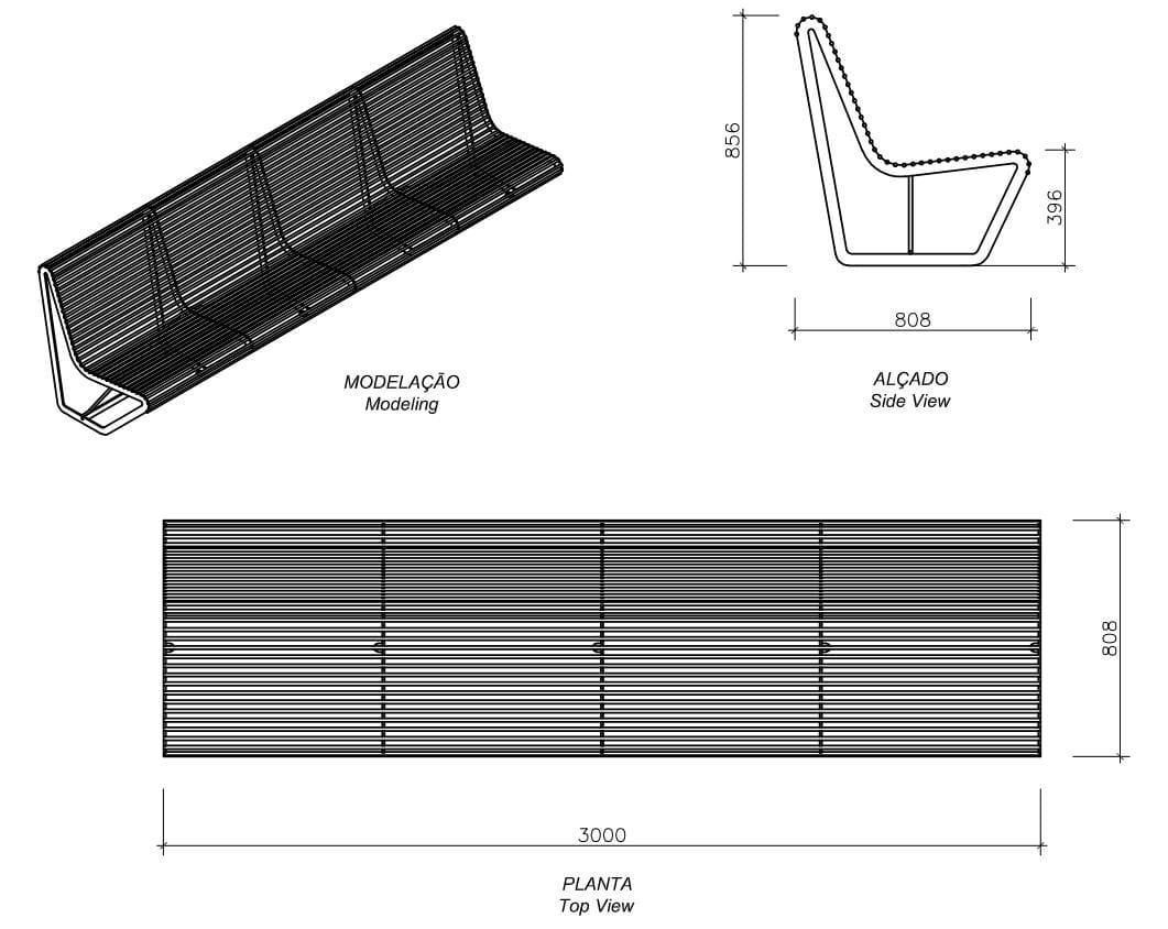 Стальная скамья со спинкой amop рама ARCH-00135616 - Вид №6