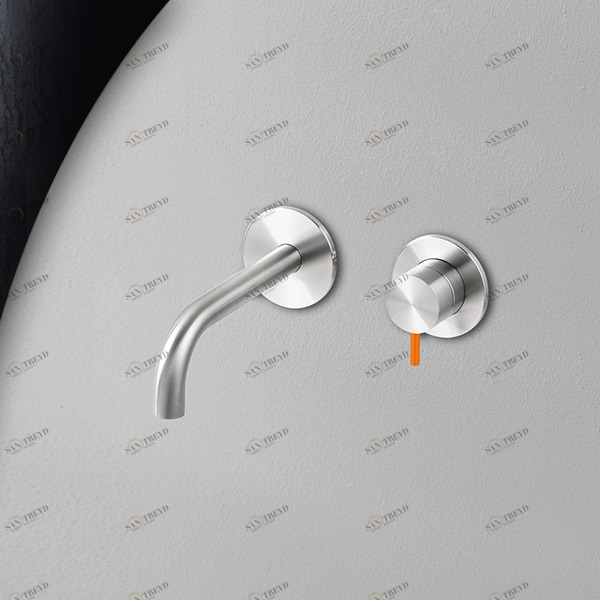Смеситель для раковины сталь глянцевая с оранжевой ручкой Toki Radomonte TKI18LCIL24