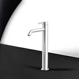 Смеситель для раковины сталь глянцевая с голубой ручкой Toki Radomonte TKI3LCIL17