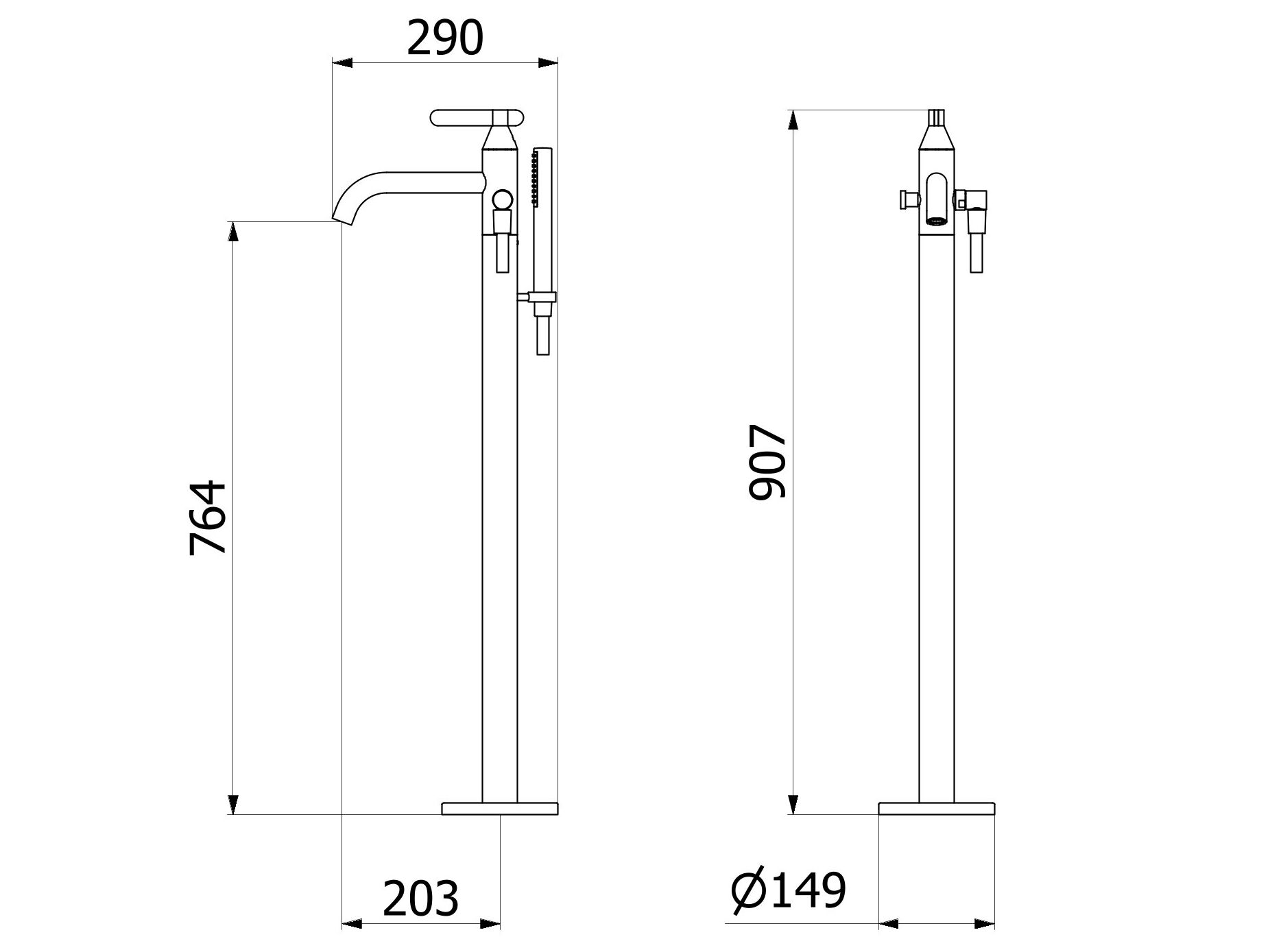 Смеситель для ванны с ручным душем IB Soho ARCH-00129896 - Вид №6