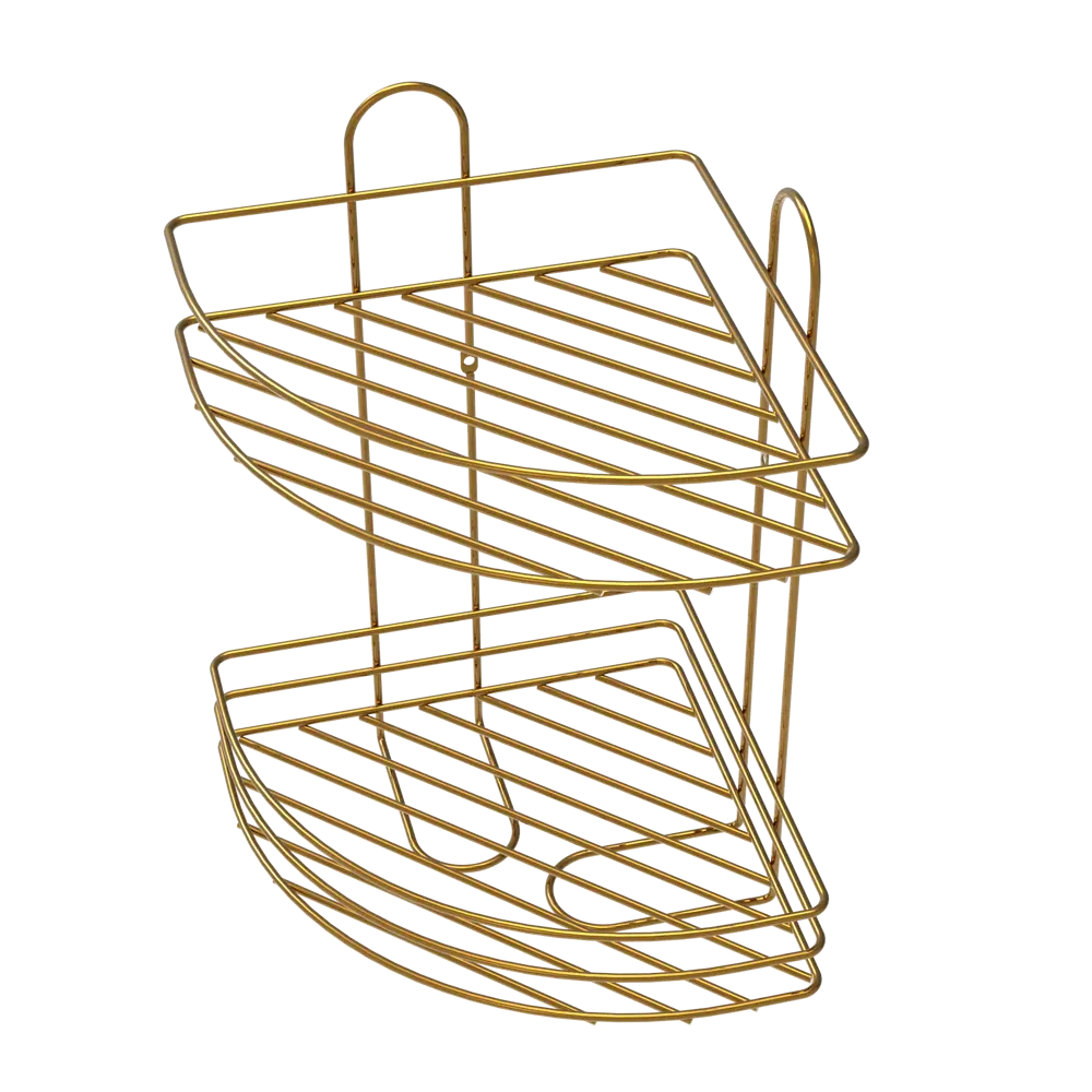 Полка для ванной Lemer Nil двухъярусная 23x23 см металл цвет золото STLM-2001198 - Вид №2