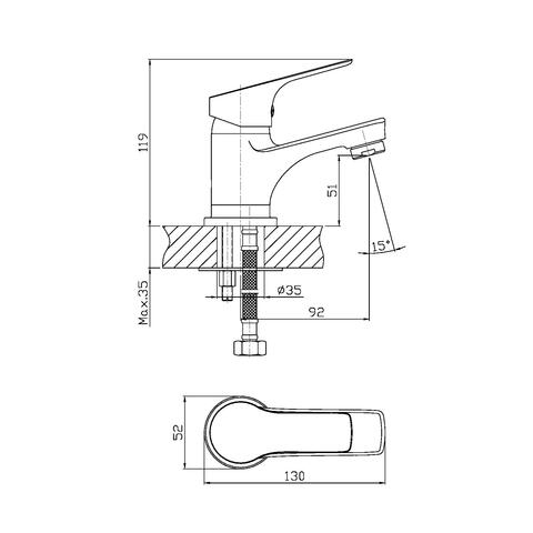 Orange Dia M45-021cr однорычажный смеситель для раковины Хром sun-id-1516818 - Вид №1