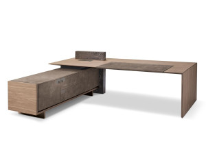 Деревянный и мраморный угловой рабочий стол