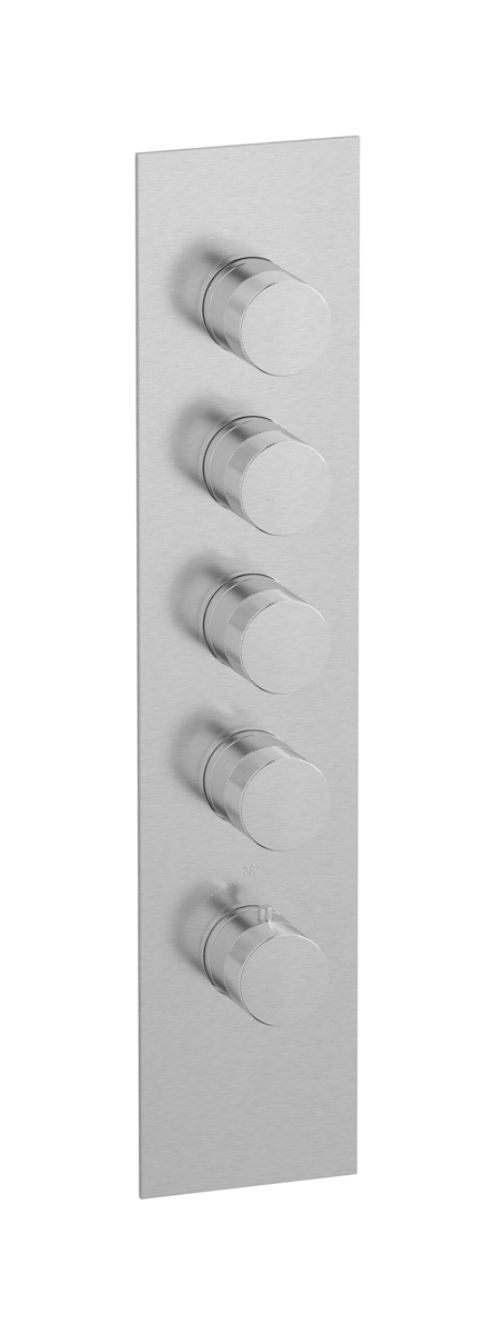 Комплект наружных частей термостата на 4 потребителей - вертикальная прямоугольная панель с ручками Industria WE ARE IB eua411ssnid1 Brushed Nickel Aqua