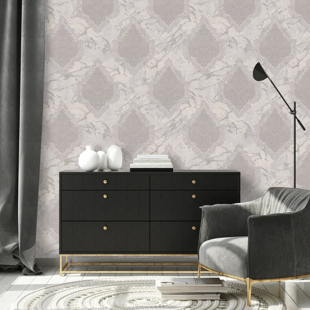 Обои флизелиновые Euro Decor Sultan светло-серые 1.06 м 7135-11 STLM-2093714 - Вид №2