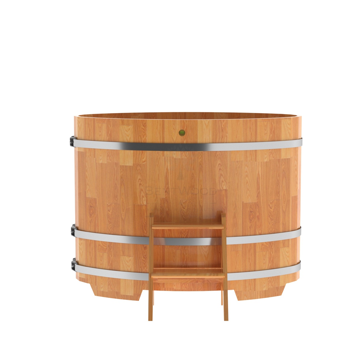 1494 Купель овальная из сращенных ламелей лиственницы 0,80х1,42х1,1 натуральная Alyarus  - Вид №3