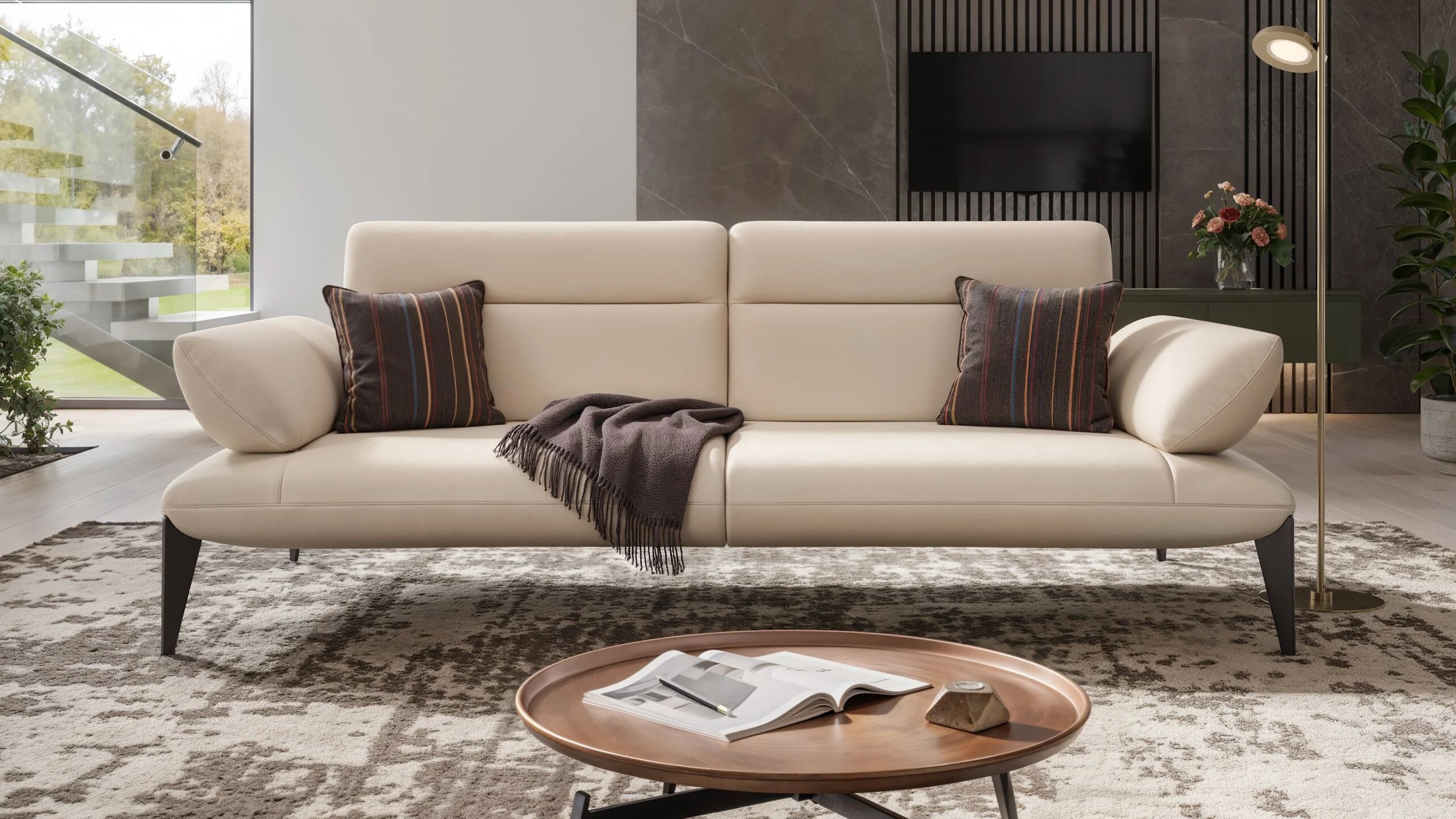 3-местный кожаный линейный диван Sofanella Лацио ARCH-00077786 - Вид №1