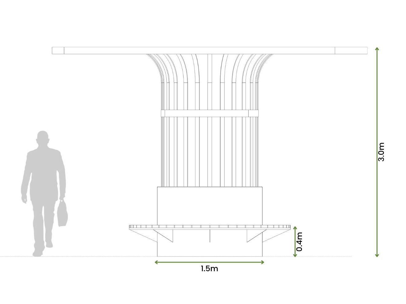 Стальная и деревянная скамейка / плантатор Urbencéa ARK ARCH-00006418 - Вид №2