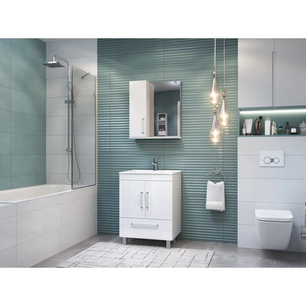 Тумба под раковину Vigo Eggo Квадро 60х46.2х80 см ламинированная ДСП цвет белый STLM-2103154 - Вид №6