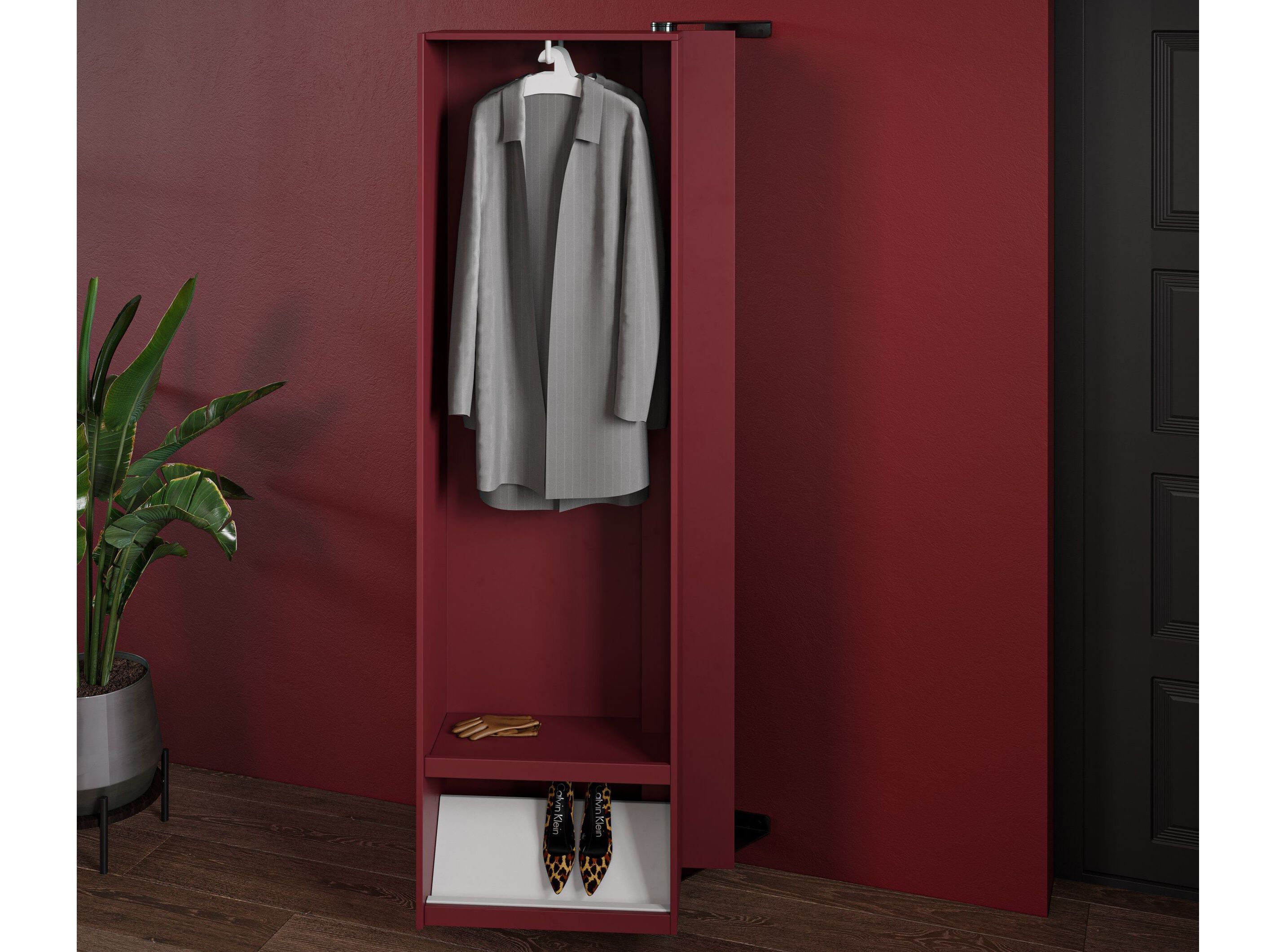 Деревянный входной шкаф с зеркалом In Stock Sculptures Jeux ARCH-00115858