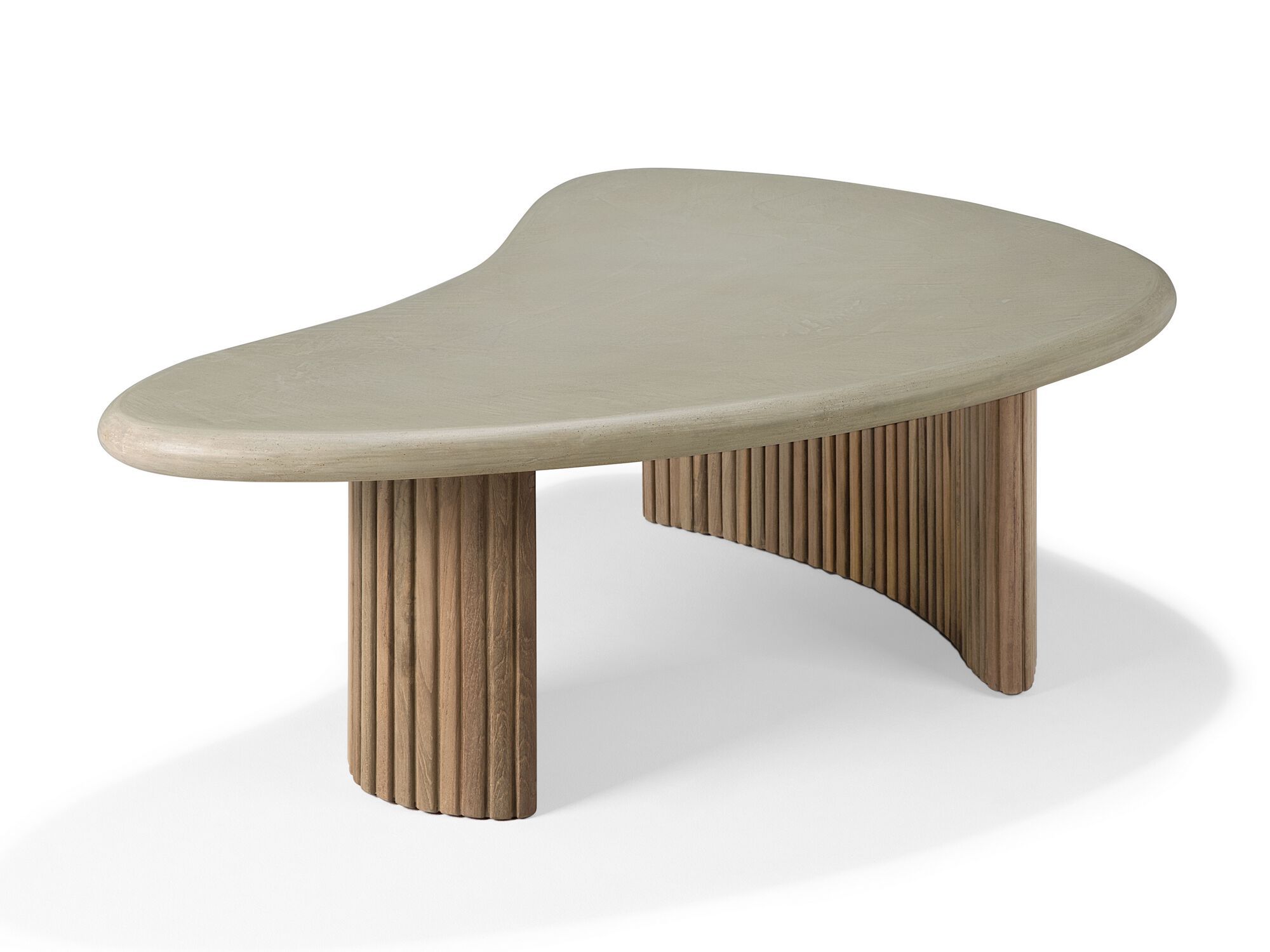 Низкий садовый стол из бетона и тика Ethnicraft Boomerang ARCH-00133323 - Вид №2