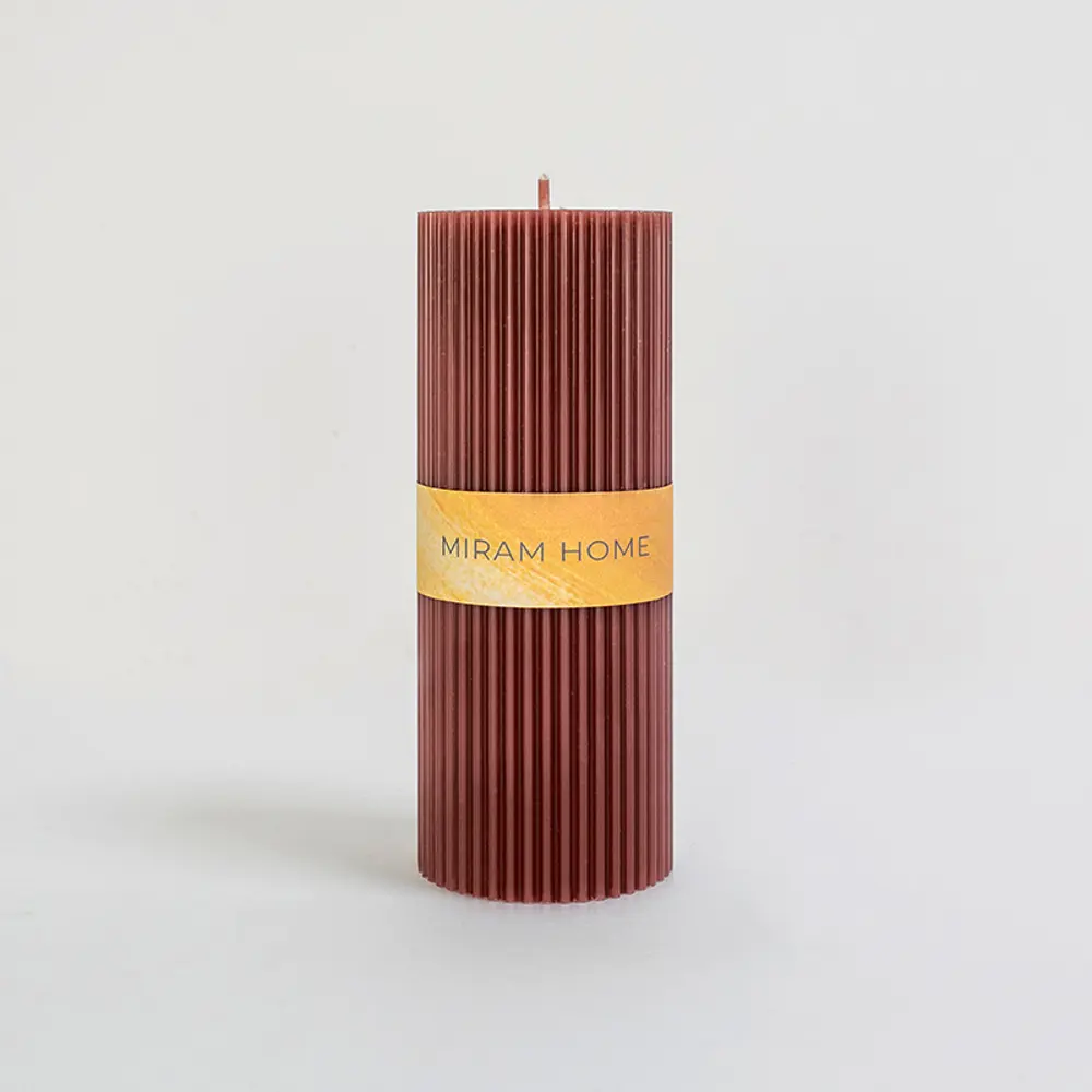 Дизайнерская свеча-столбик Ribbed коричневая 15 см 89370273 Santreyd STLM-0834411