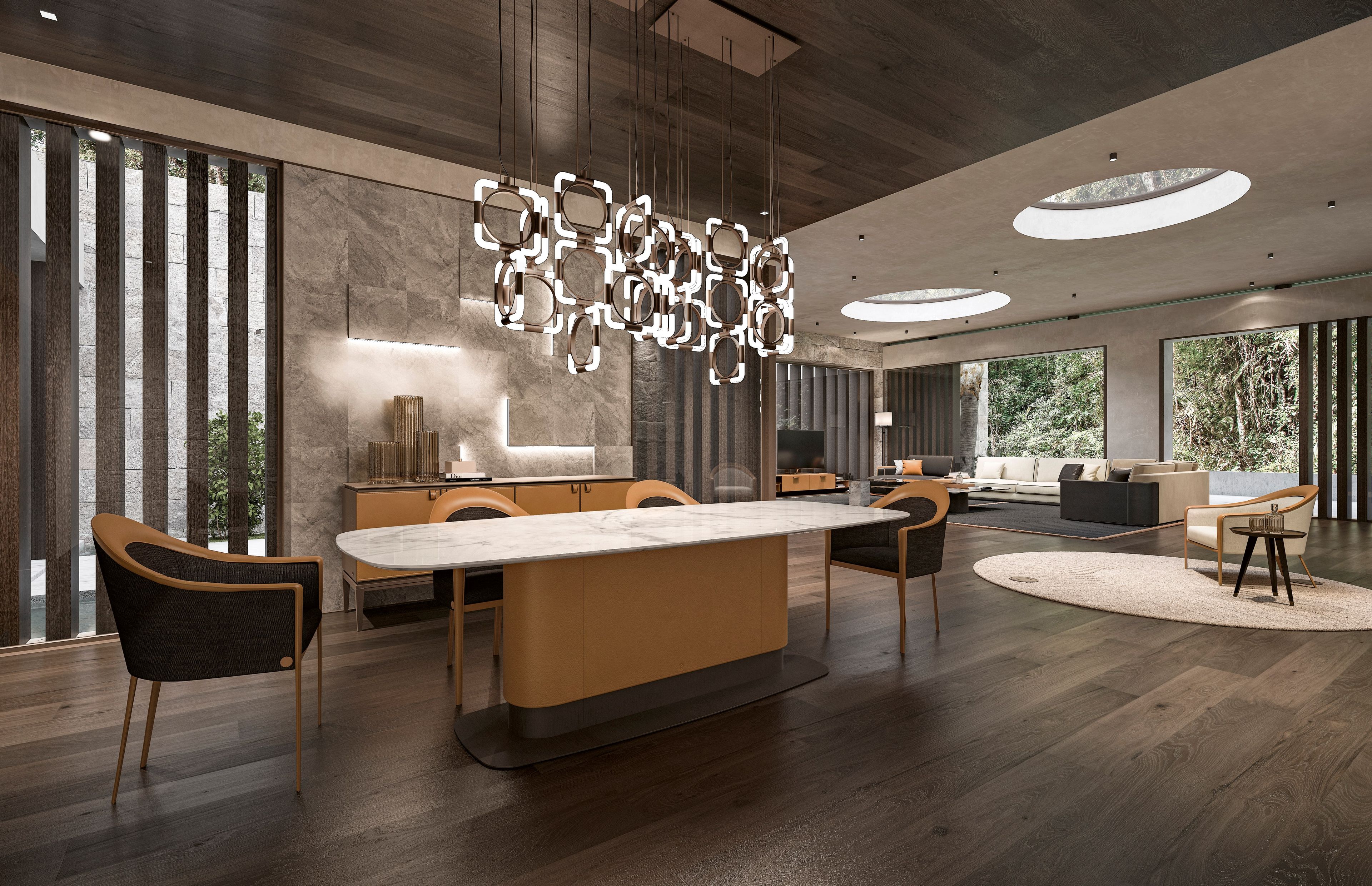 Кресло из кожи и ткани с подлокотниками CPRN HOMOOD Starlight ARCH-00022829 - Вид №2