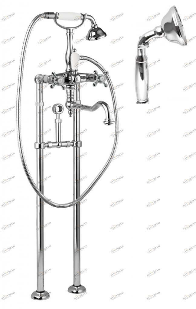 Напольный смеситель для ванны с повор.изливом кронштейном для слива-перелива CEZARES GOLF-VDPS2-01-M