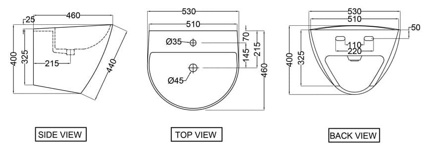Керамический одиночный подвесной умывальник JAQUAR Opal Prime ARCH-00102371 - Вид №2