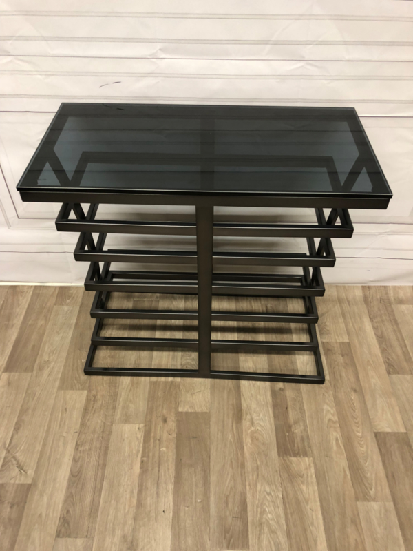 Консоль черная со стеклянной столешницей и фигурным основанием Barolo от Eichholtz EICHHOLTZ EICHHOLTZ 060994 Черный  - Вид №3