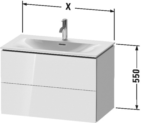 LC630707272 L-Cube Тумбочка подвесная Дуб брашированный, натуральный шпон Duravit - Вид №2