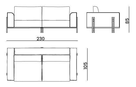 3-местный кожаный линейный диван Bizzotto Italia Atmosphera ARCH-00098226 - Вид №3