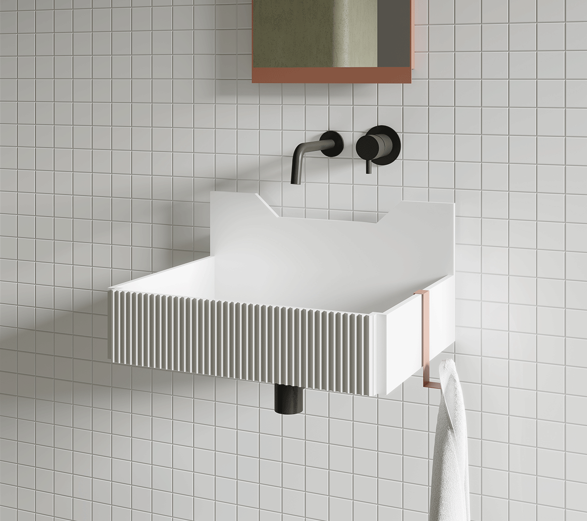 com_EXLAVFRIEZE2L Подвесная раковина настенная прямоугольная Ex.T Frieze белая - Вид №2