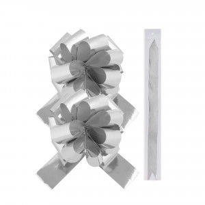 84730438 Бант затягивающийся цвет серебро, 2 шт.