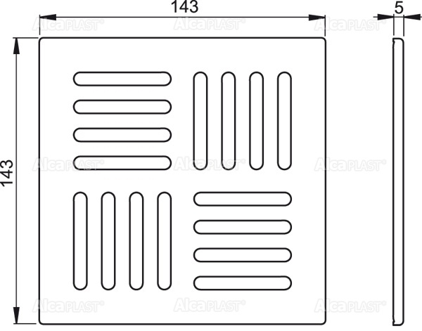 Решетка 143×143 мм нержавеющая сталь ALCAPLAST MPV005 - Вид №1