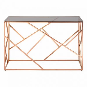 Консоль стеклянная 120х40 см дымчатая с розовым золотом "Арт Деко" STOOL GROUP  00-3881895 Золото;розовый