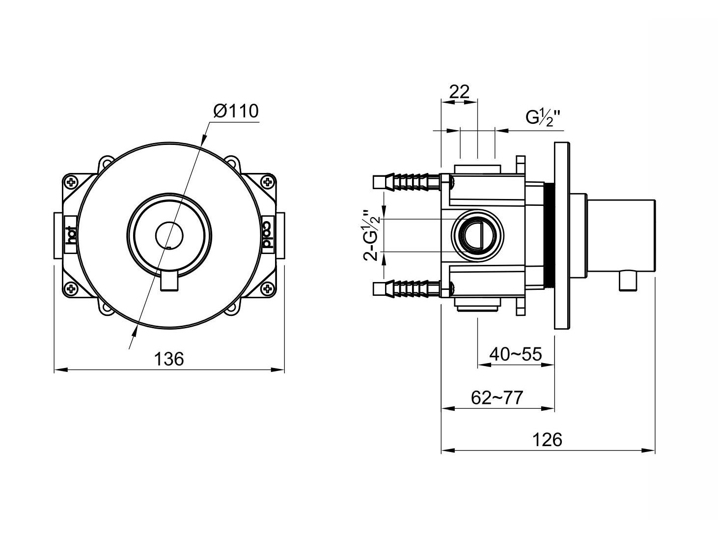 Настенная душевая колонка из нержавеющей стали с ручным душем JEE-O Slimline ARCH-00000081 - Вид №4