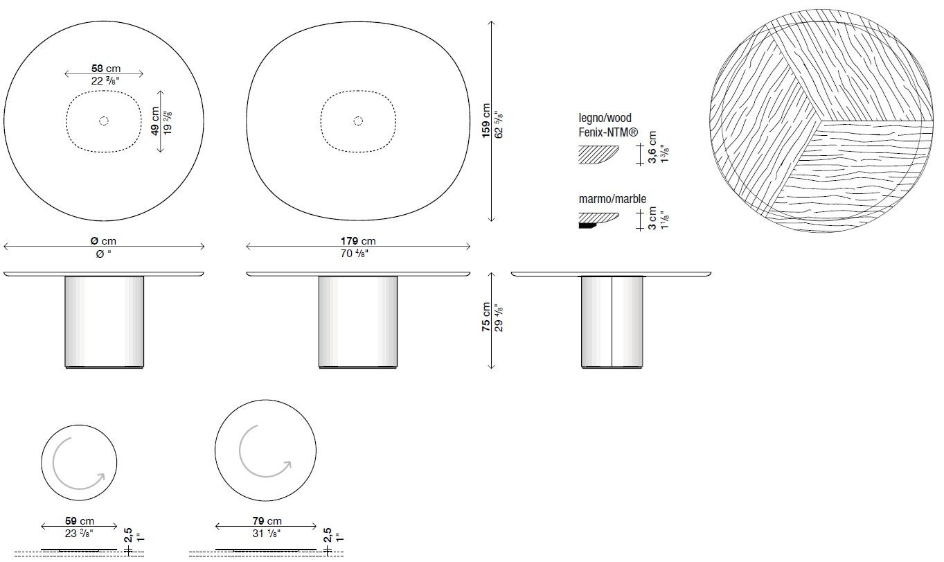 Круглый мраморный стол Kristalia Holo Pillar ARCH-00095044 - Вид №4