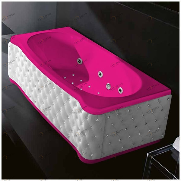 Ванна Gruppo treesse New Classic Young ATC-V674Q-SX-KBS-R розовая с гидромассажем аэромассажем и дезинфекцией прямоугольная левая белая кожа кристаллы сваровски ATCV674QSXKBSR