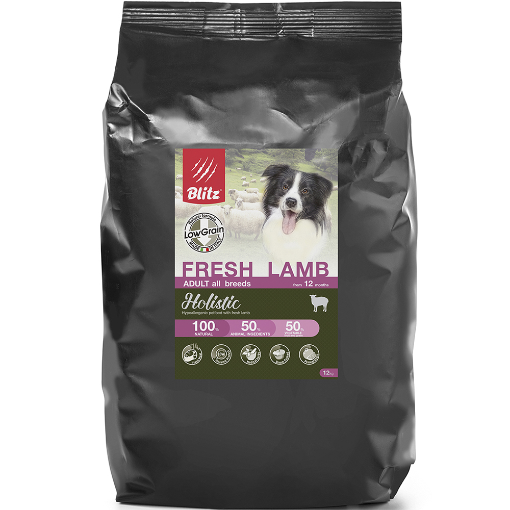 ПР0055611 Корм для собак Holistic низкозерновой, свежий ягненок сух. 12кг Blitz 