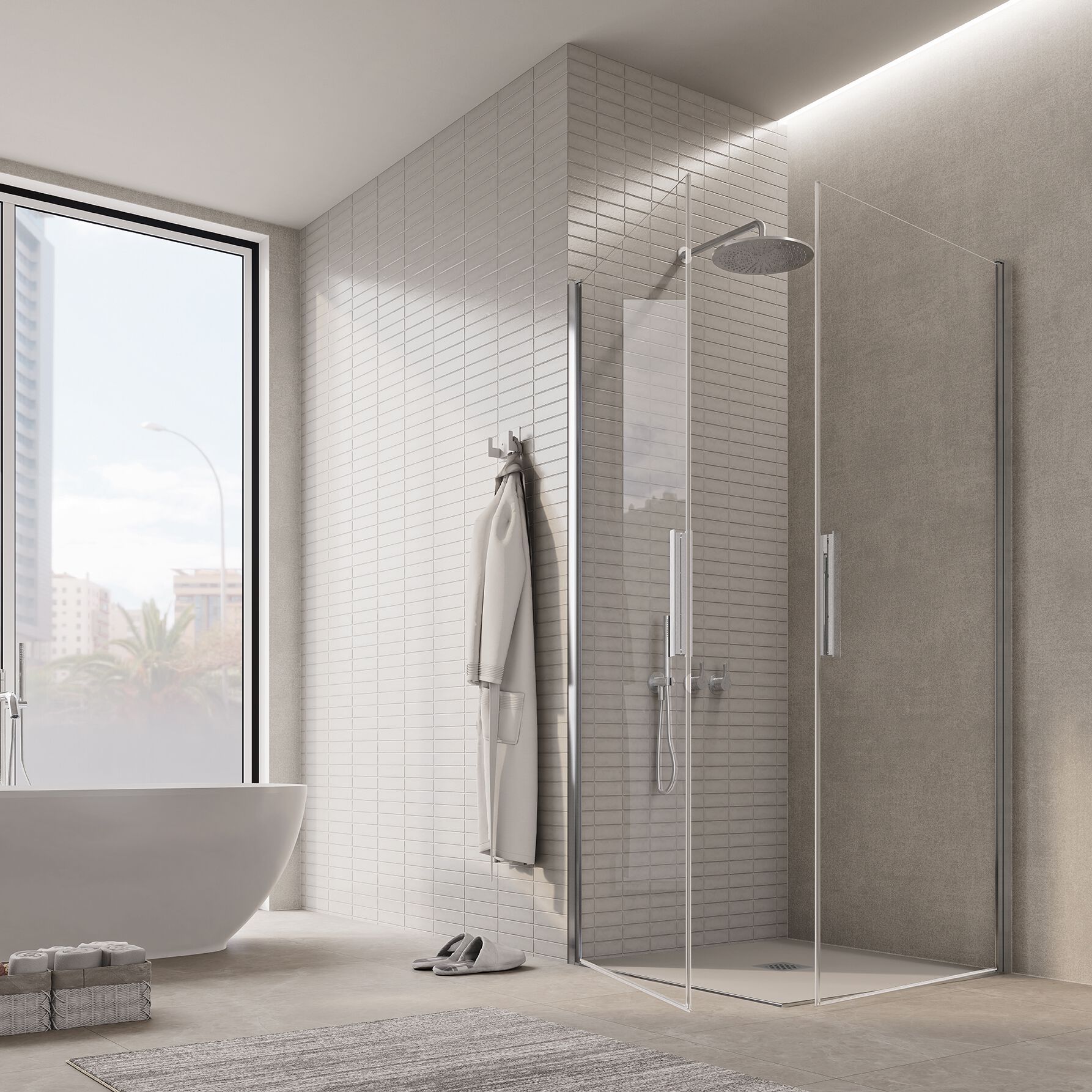 Стеклянная угловая душевая кабина с распашной дверью Gruppo Geromin Time Swing Plus ARCH-00041817 - Вид №2