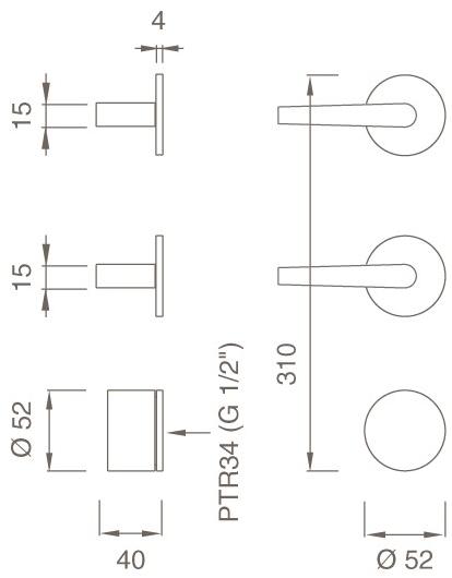 Ceadesign Термостатический смеситель и 2 крана открыть / закрыть. Flag Flg 52 - Вид №1